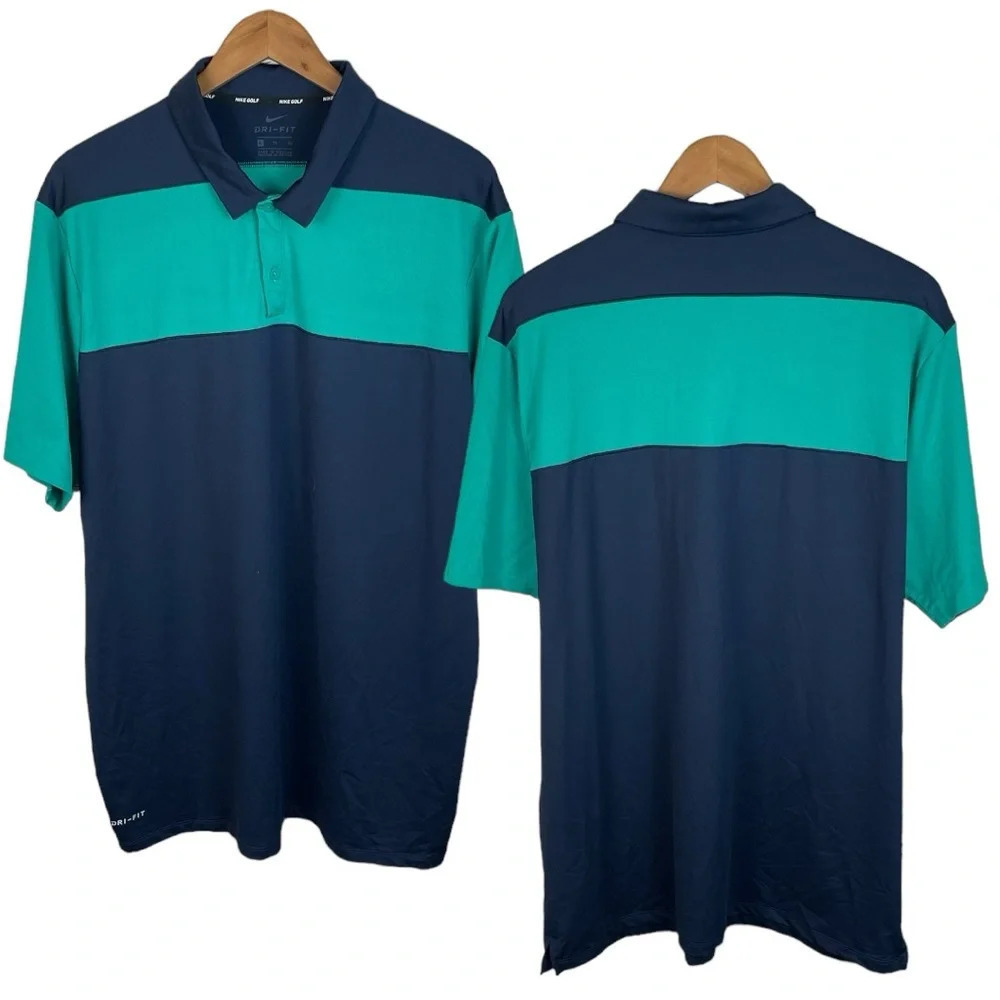 PO94 Mens Nike Dri Fit Golf Color Block Performance Polo Shirt XL